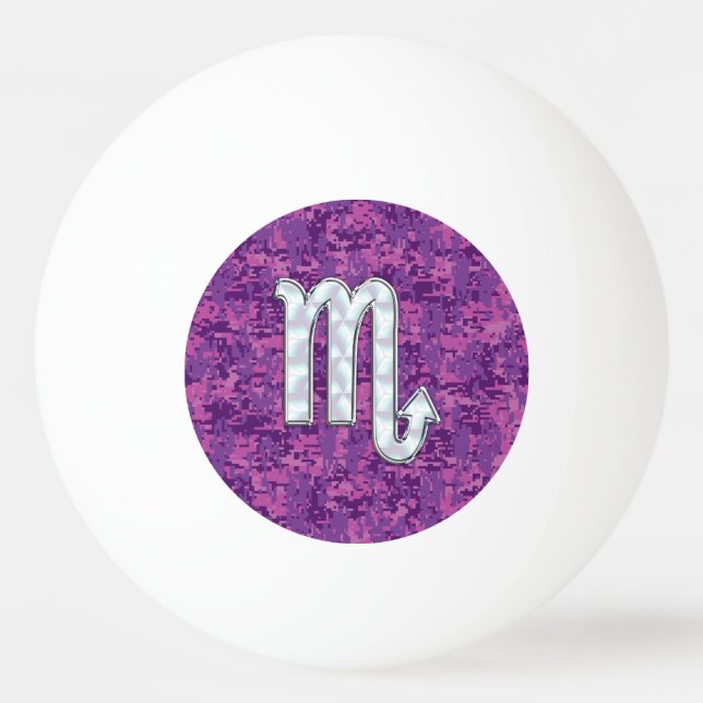 Scorpio Zodiac Symbol on Pink Digital Camouflage Ping Pong Ball (Front)