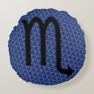 Scorpio Zodiac Symbol Standard by Kenneth Yoncich Round Cushion