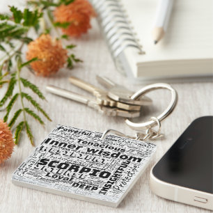 Scorpio Zodiac Word Cloud Inspiration Keychain