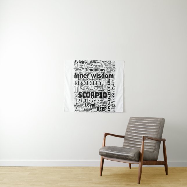  Scorpio Zodiac Word Cloud Inspiration Tapestry (In Situ (Horizontal))