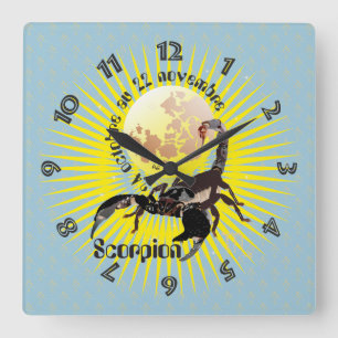 Scorpion 24 octobre au 22 novembre Horloge Square Wall Clock