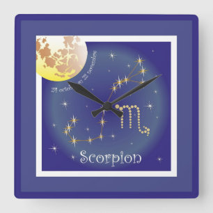 Scorpion 24 octobre au 22 novembre Uhr Square Wall Clock