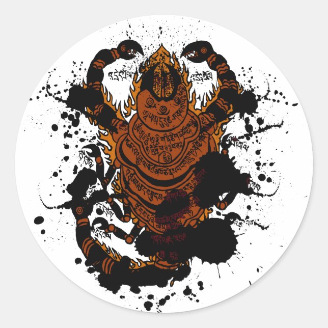 Scorpion charm classic round sticker (Front)