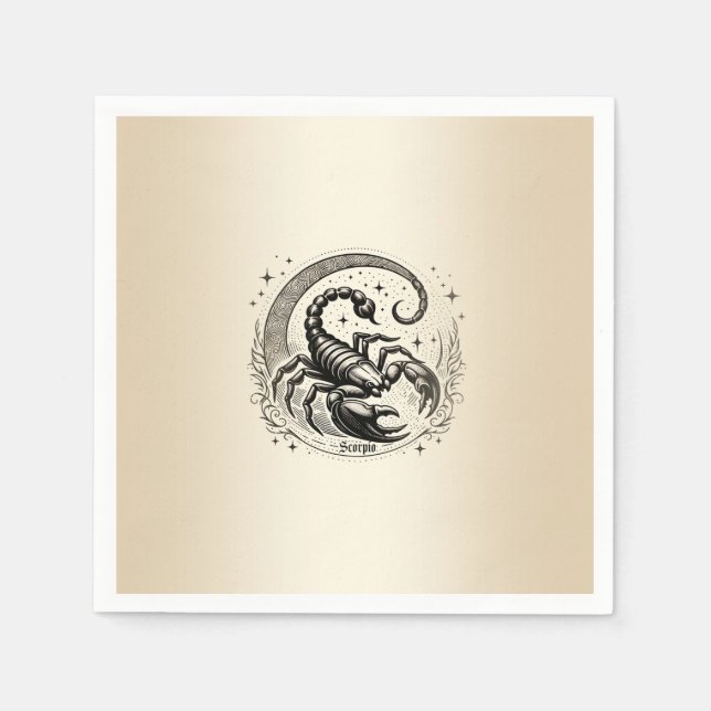 Scorpion Crescent Moon Astrology Zodiac Scorpio Napkin (Front)