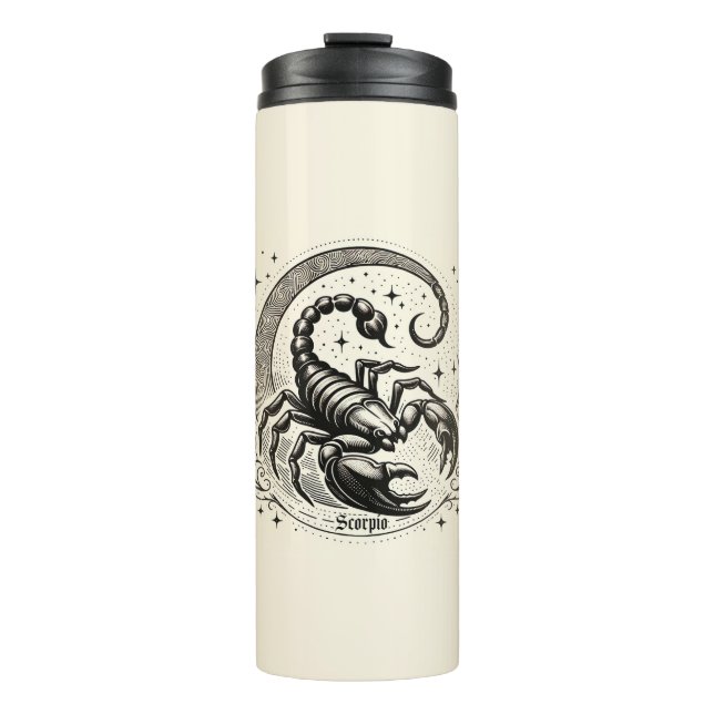 Scorpion Crescent Moon Astrology Zodiac Scorpio Thermal Tumbler (Front)