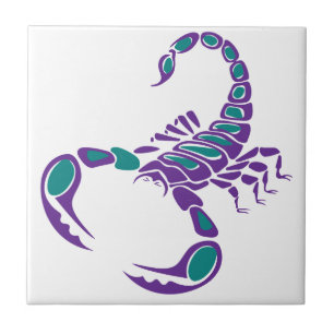 Scorpion Image Purple Teal Blue bug desert Ceramic Tile