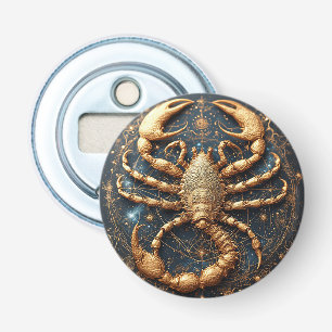 Scorpion Over a Detailed Golden Astral Mandala Bottle Opener