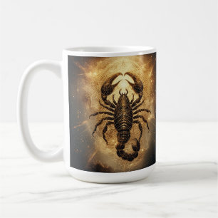 Scorpion Over a Detailed Golden Astral Mandala Coffee Mug