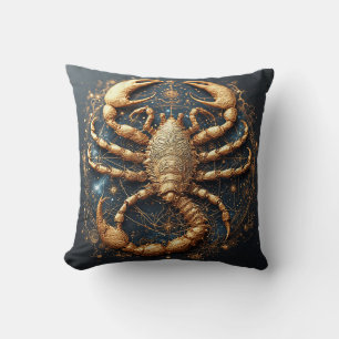 Scorpion Over a Detailed Golden Astral Mandala Cushion
