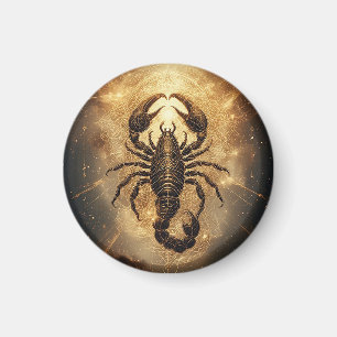 Scorpion Over a Detailed Golden Astral Mandala Magnet