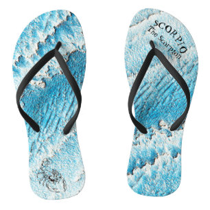 Scorpion Zodiac Scorpio Sea Typography New Age Thongs