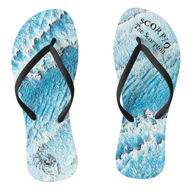 Scorpion Zodiac Scorpio Sea Typography New Age Thongs (Footbed)