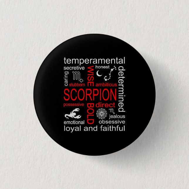 Scorpion Zodiac Sign 3 Cm Round Badge (Front)