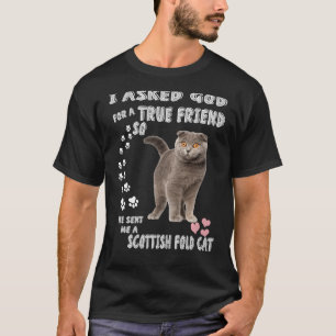 Scot Fold Kitty Saying Mum Dad Print Cute Scottish T-Shirt