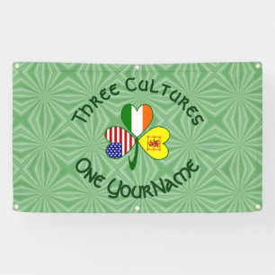 Scot Lion Irish USA Flags Shamrock Personalised  Banner