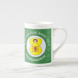 Scot Lion Rampant Angel Christmas Flag Personalise Bone China Mug
