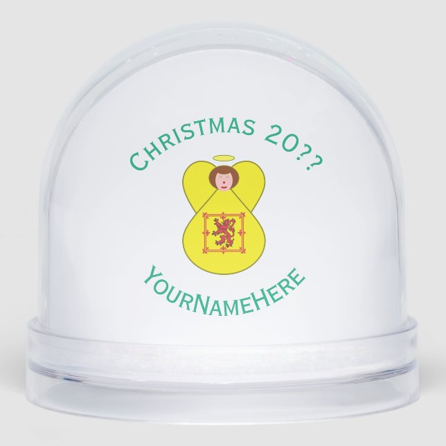 Scot Lion Rampant Angel Christmas Flag Personalise Snowglobe (Front)