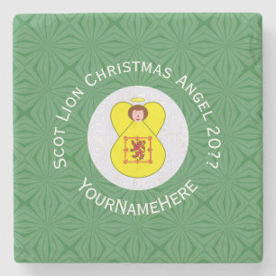 Scot Lion Rampant Angel Christmas Flag Personalise Stone Coaster