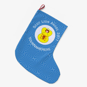 Scot Lion Rampant Angel Hanukkah Flag Personalised Large Christmas Stocking