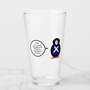 Scot Talking Ms Penguin Personalised Glass