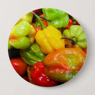 Scotch Bonnet Chilli Peppers 10 Cm Round Badge