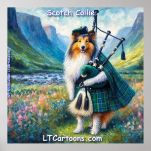 Scotch Collie Serenade – Bagpipes & Tartan Whimsy Poster
