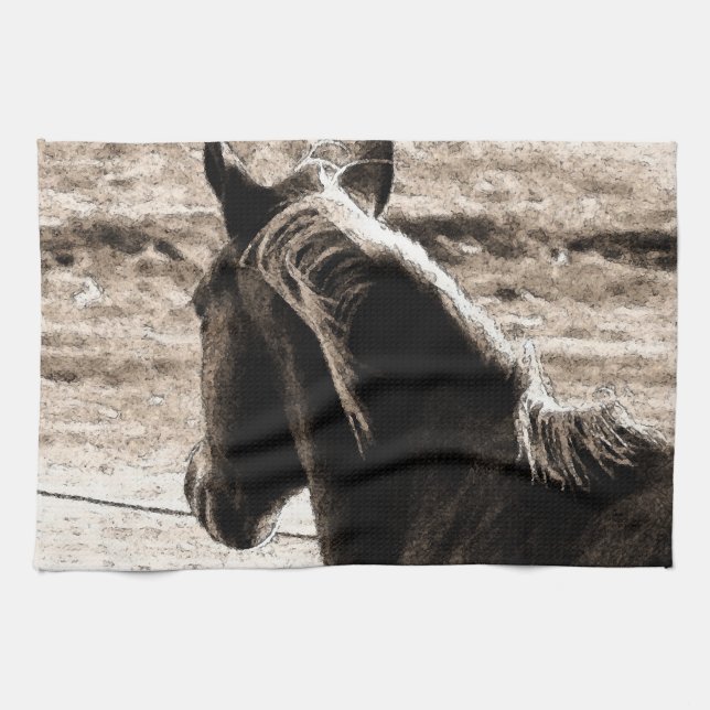 Scotch in Sepia Tea Towel (Horizontal)