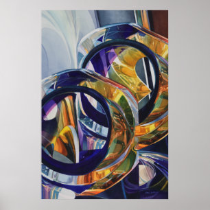 "Scotch on the Rocks" Art Glass Watercolor Poster