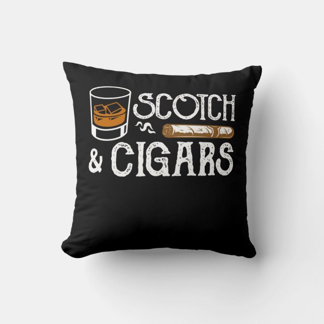 Scotch Whisky Cigar Clothing Funny Gifts Cushion (Front)