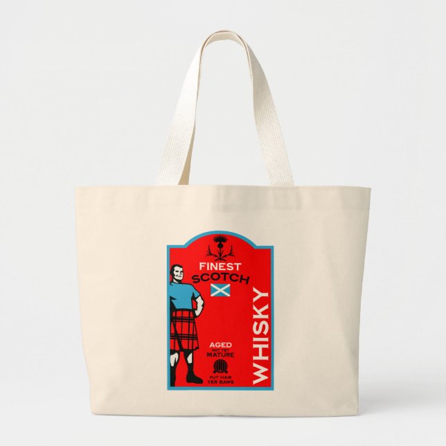 Scotch Whisky Drinker Large Tote Bag (Front)