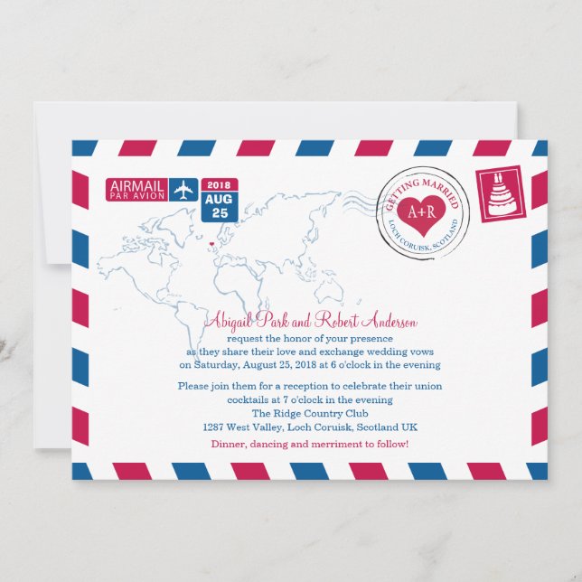 Scotland Airmail | Wedding Invitation (Front)