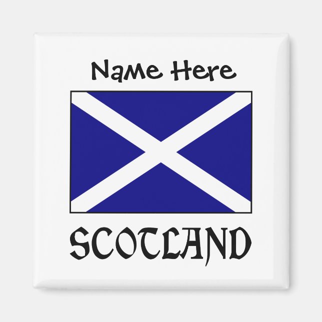Scotland and Scot Flag Personalised Square Magnet (Front)