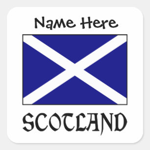 Scotland and Scot Flag Personalised Square Sticker