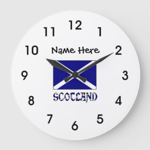 Scotland and Scottish Flag with Your Name Large Cl Large Clock