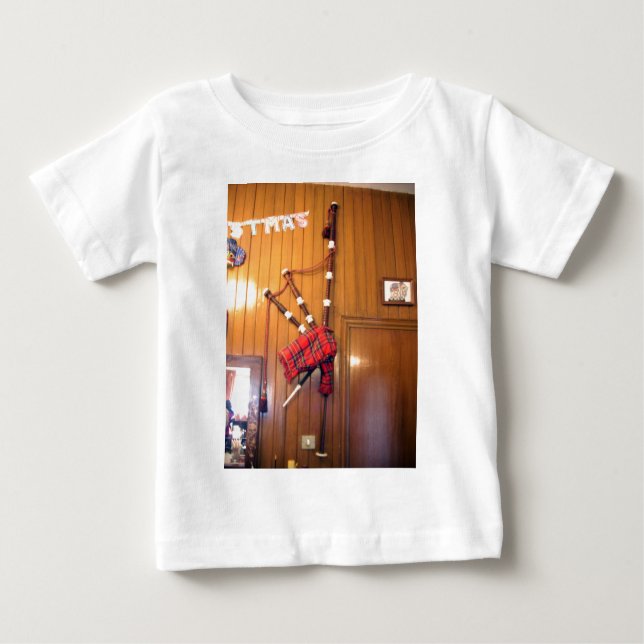 Scotland Bagpipe Tartan Plaid Musical Instrument Baby T-Shirt (Front)