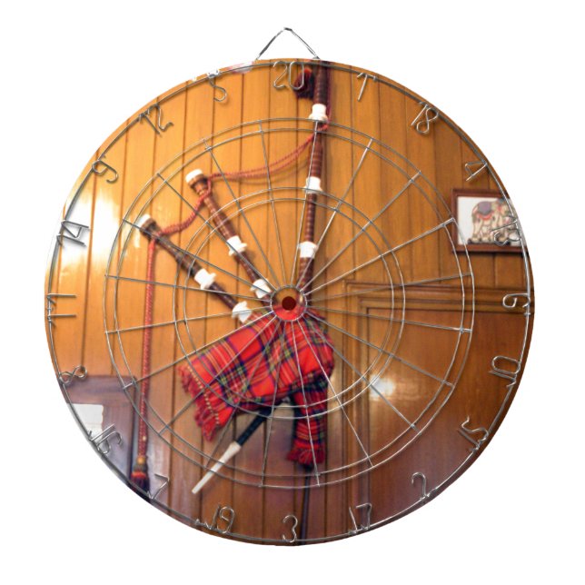 Scotland Bagpipe Tartan Plaid Musical Instrument Dartboard (Front)