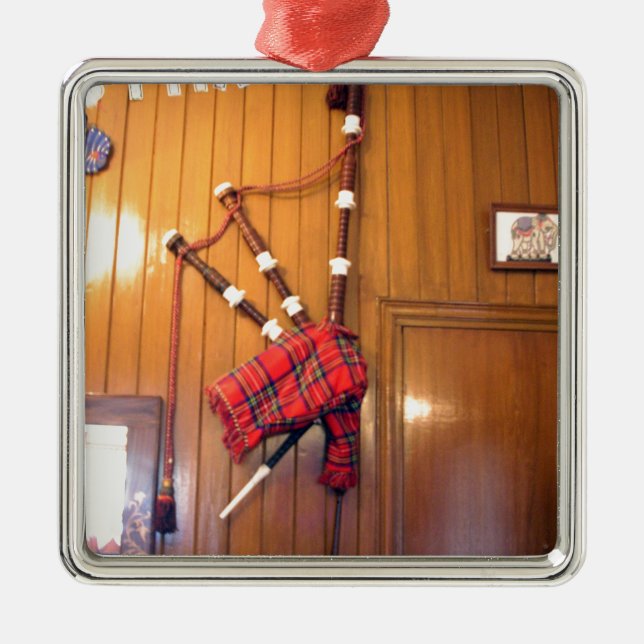 Scotland Bagpipe Tartan Plaid Musical Instrument Metal Tree Decoration (Front)