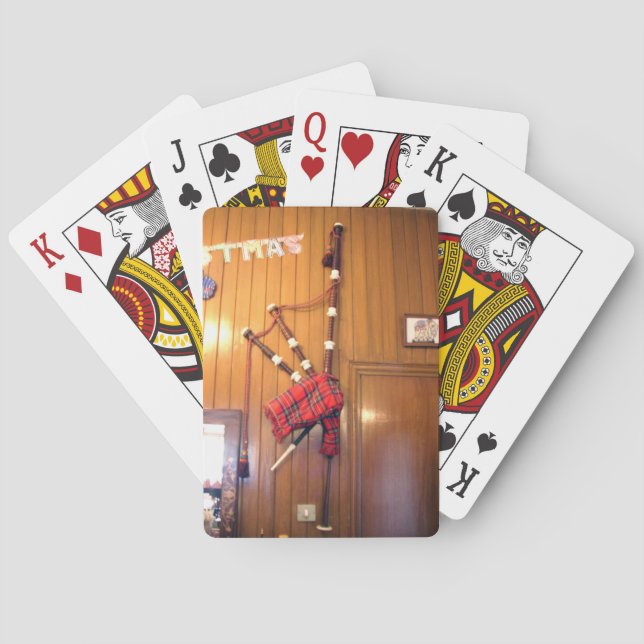 Scotland Bagpipe Tartan Plaid Musical Instrument Playing Cards (Back)