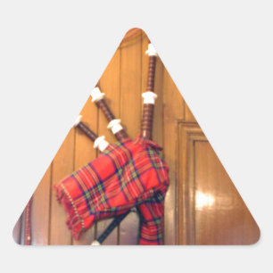 Scotland Bagpipe Tartan Plaid Musical Instrument Triangle Sticker