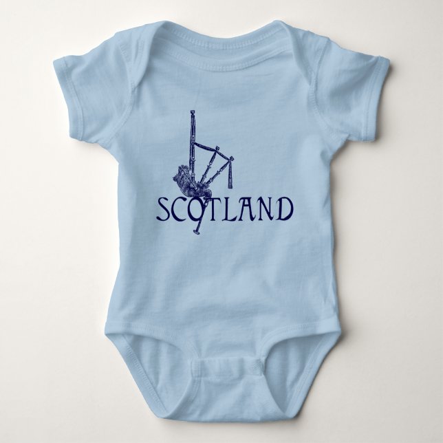 Scotland Bagpipes, Scottish Design Baby Bodysuit (Front)