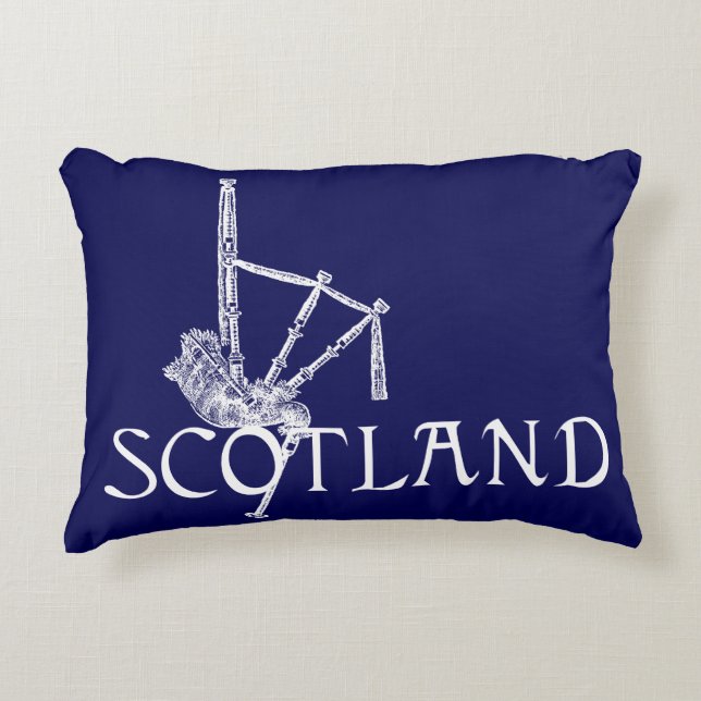 Scotland Bagpipes, Scottish Design Decorative Cushion (Front)