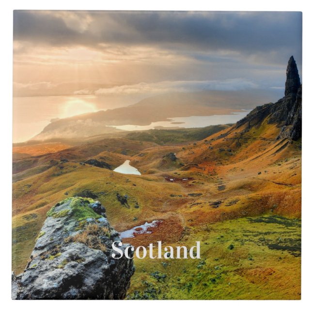 Scotland, beautiful mountain landscape ceramic tile (Front)