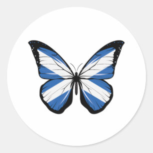 Scotland Butterfly Flag Classic Round Sticker