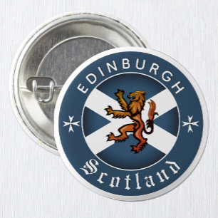 Scotland Button, Rampant, Edinburgh, Scottish Flag 3 Cm Round Badge