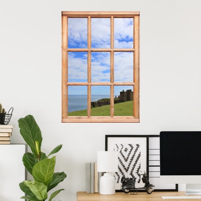 Scotland Castle, Sky and Ocean View from a Window Poster (Home Office)