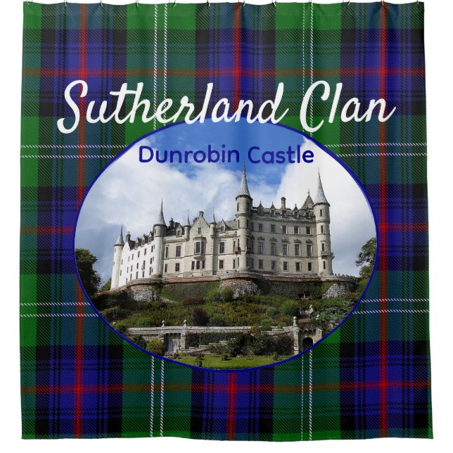 Scotland Castle Sutherland Scottish Clan Tartan Shower Curtain (Front)