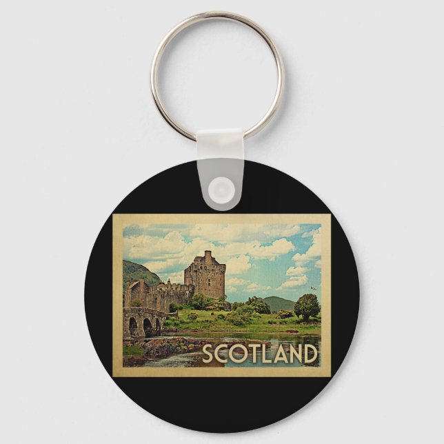 Scotland Castle Vintage Travel Key Ring (Front)