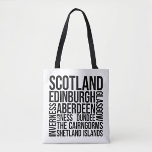 Scotland Cities Word Art - Edinburgh Travel Tote Bag