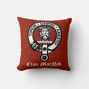 Scotland Clan MacNab Crest Badge and Tartan Cushion