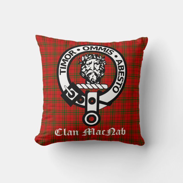 Scotland Clan MacNab Crest Badge and Tartan Cushion (Front)